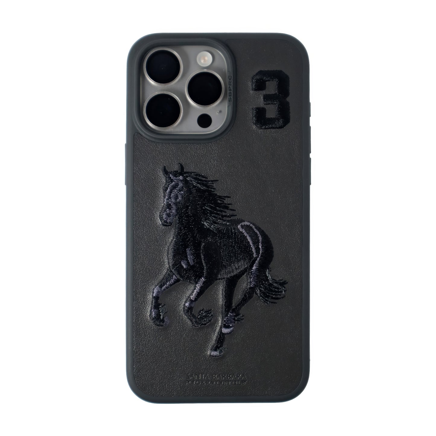 Boris Series Santa Barbara Polo & Racquet Club Leather Embroidery iPhone Case - (Charcoal Gray) - WINKOTECH