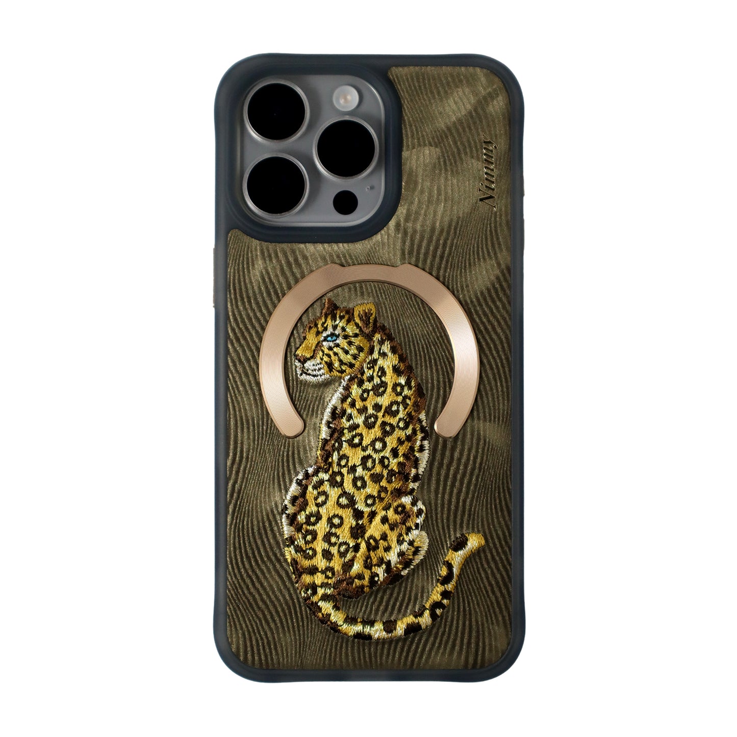 Leopard by Nimmy Friends - Leather Embroidered & MagSafe iPhone Case - WINKOTECH