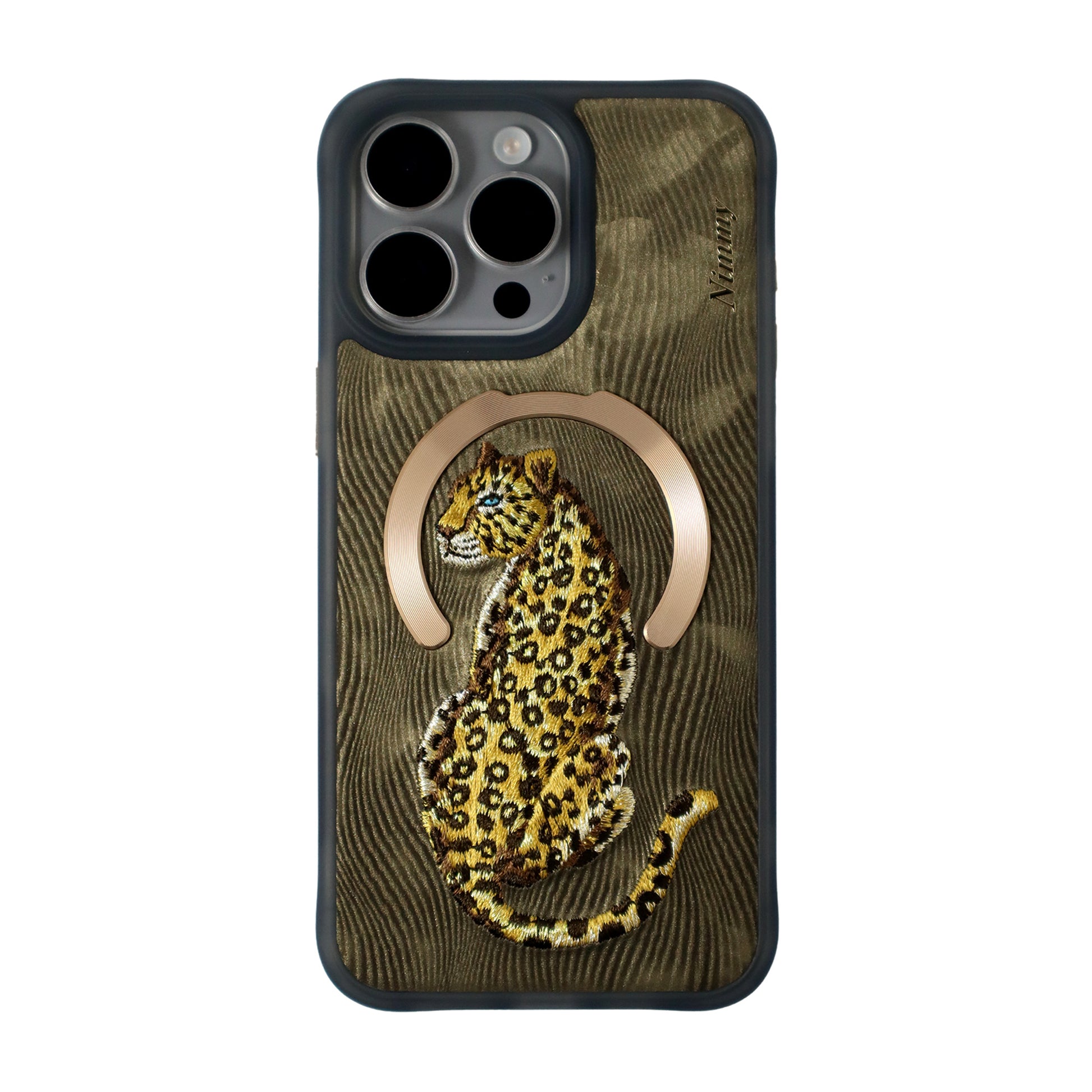Leopard by Nimmy Friends - Leather Embroidered & MagSafe iPhone Case - WINKOTECH