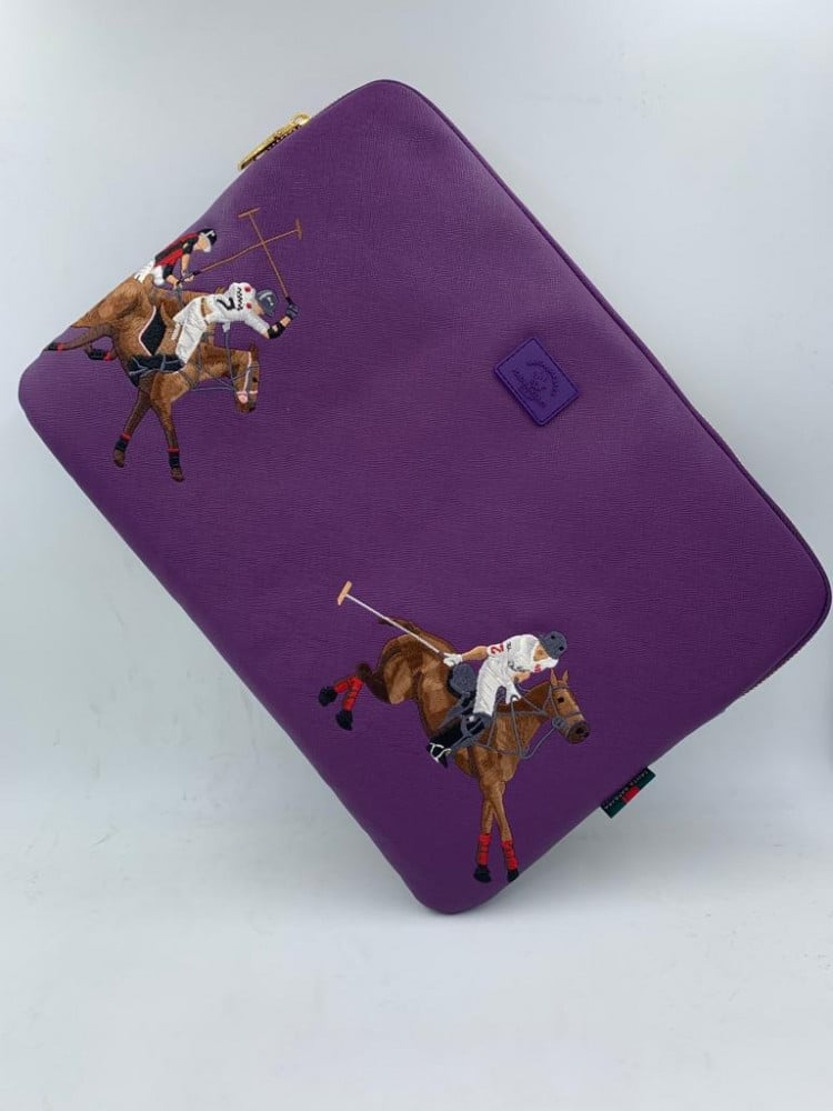 Santa Barbara Polo & Racquet Club Leather Embroidered Macbook/iPad Bag - WINKOTECH