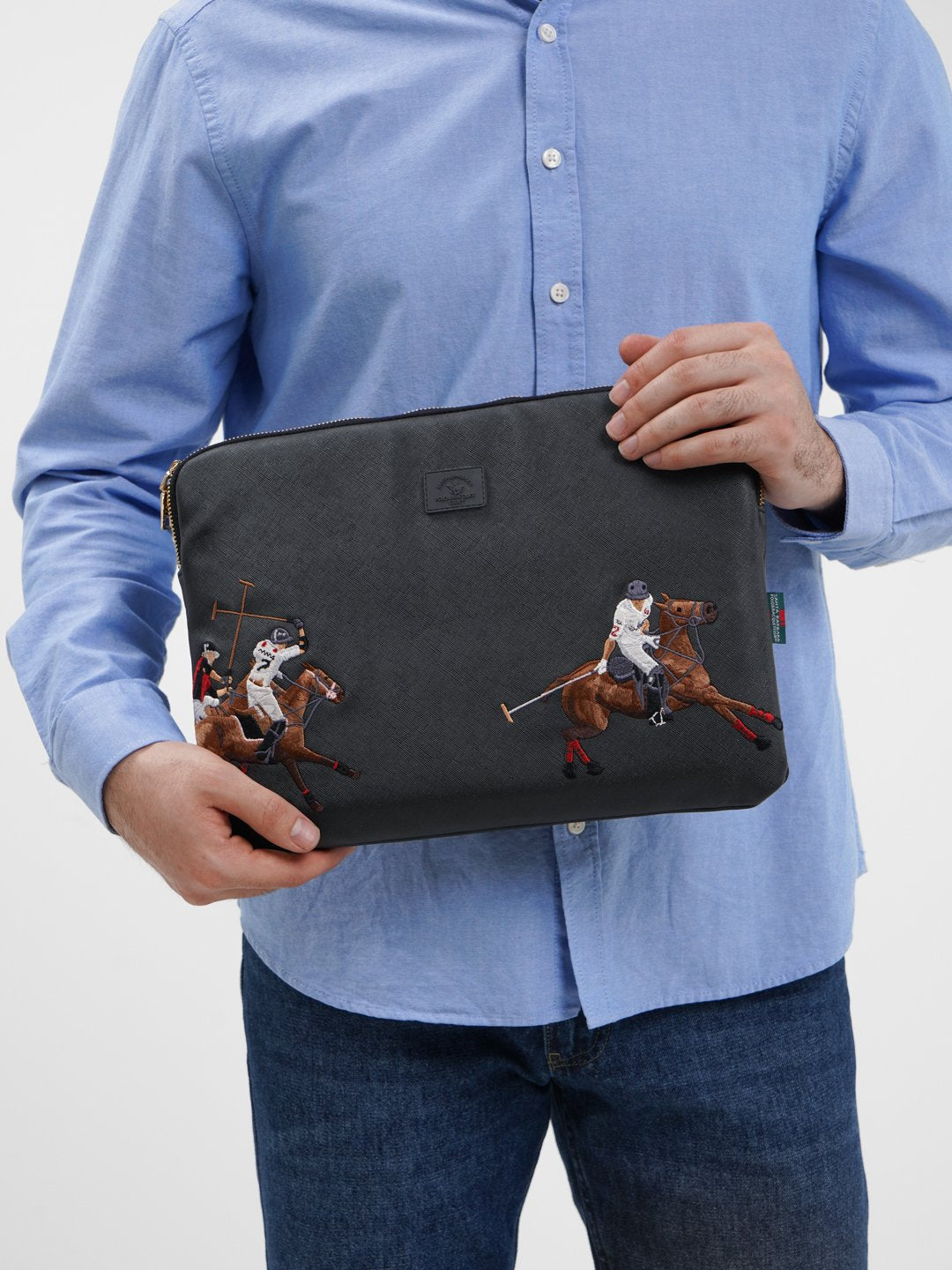 Santa Barbara Polo & Racquet Club Leather Embroidered Macbook/iPad Bag - WINKOTECH