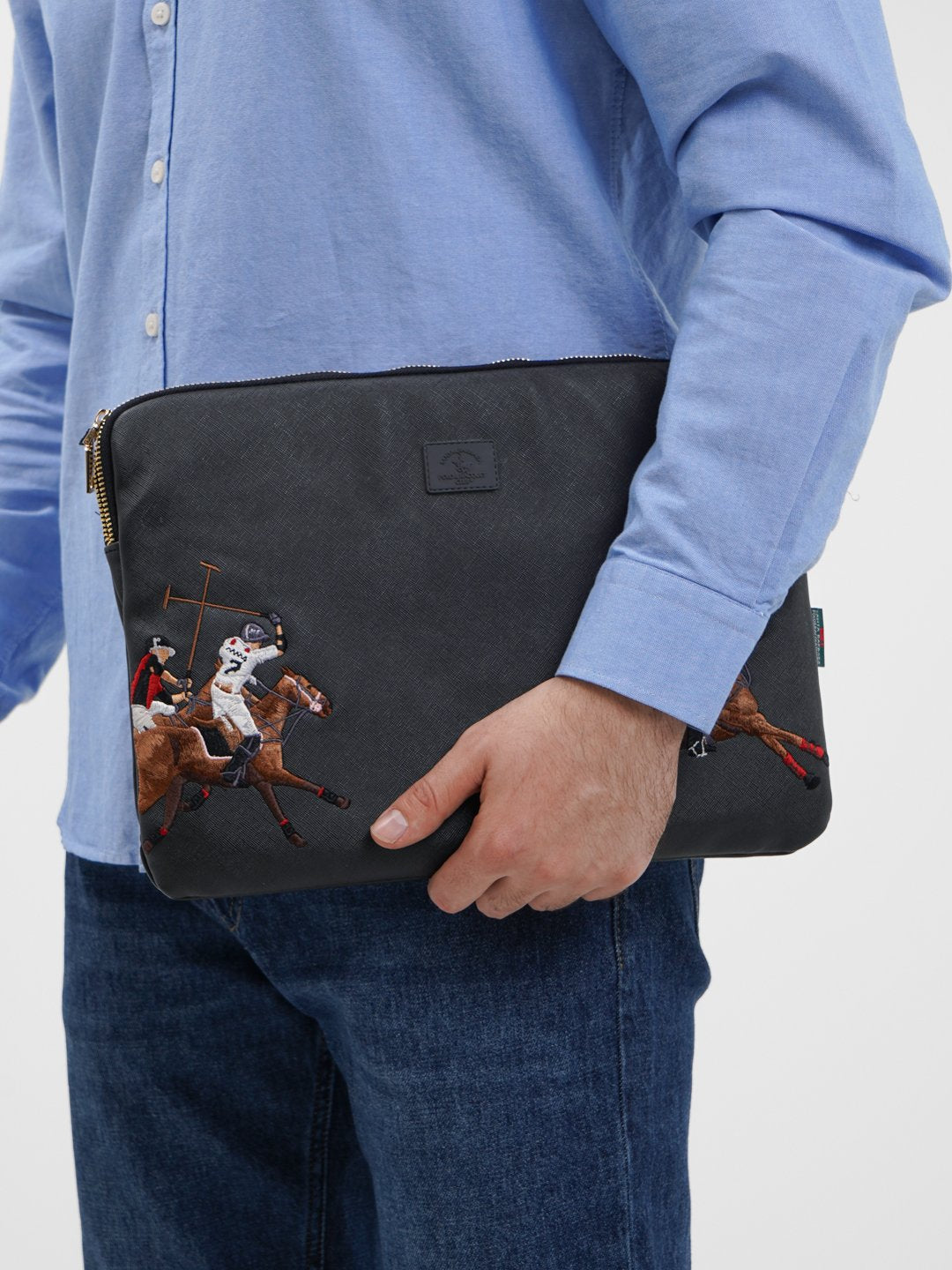 Santa Barbara Polo & Racquet Club Leather Embroidered Macbook/iPad Bag - WINKOTECH