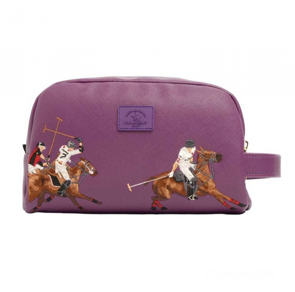 Santa Barbara Polo & Racquet Club Leather Embroidered Toiletry Bag - WINKOTECH