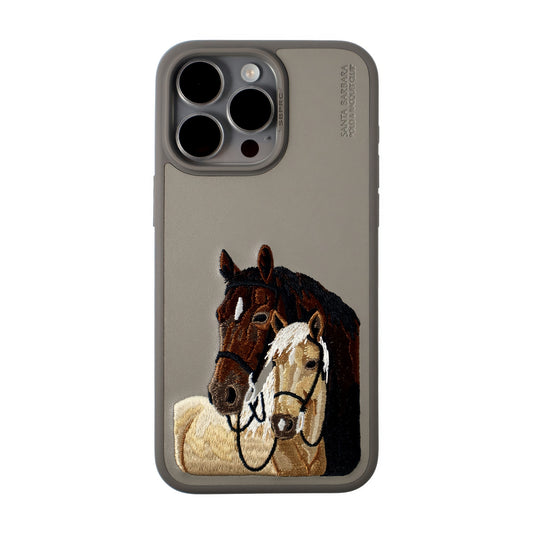 Isidore Series Santa Barbara Polo & Racquet Club Leather Embroidery iPhone Case - (Titanium Gray)