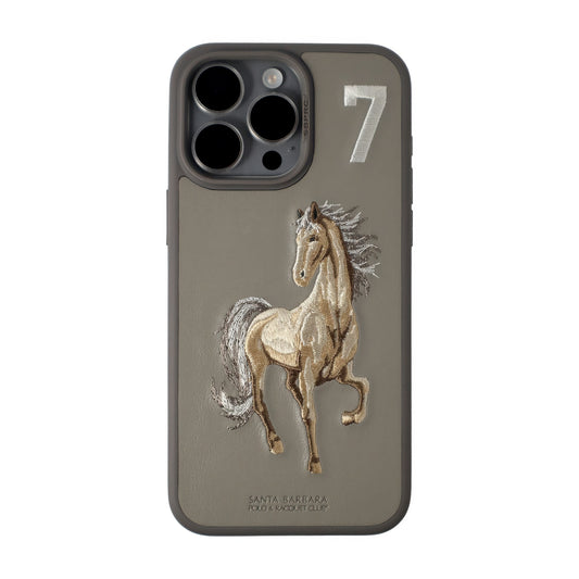 Boris Series Santa Barbara Polo & Racquet Club Leather Embroidery iPhone Case - (Titanium Gray)